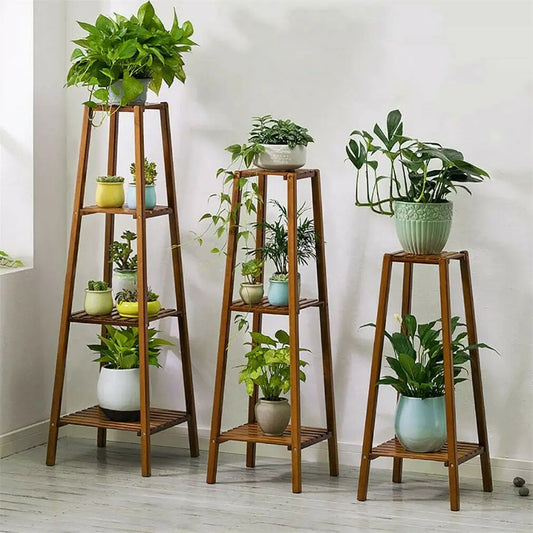 Stylish Bamboo Plant Stand Display Rack – 30”/38” for Indoor & Outdoor Space