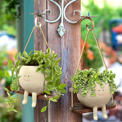 Swing Face Planter Pot – Creative Smiling Resin Flower Pot for Home & Garden (1-2PCS)